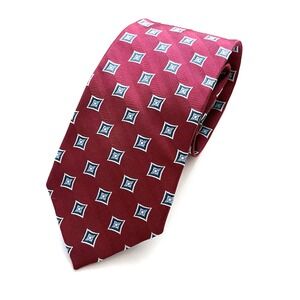 New Jos A Bank Red Silk Jacquard Necktie Tie 58.5" Executive Collection Woven
